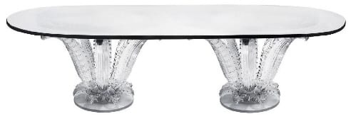 LALIQUE CRYSTAL OVAL DOUBLE PEDESTAL DINING TABLE